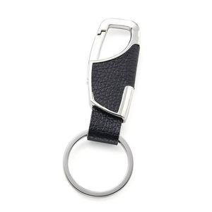 Porte-clés en métal durable, élégant et classique, écologique, avec mousqueton en cuir suédé, logo personnalisé, motif circulaire, nouvelle mode - Product Image 2