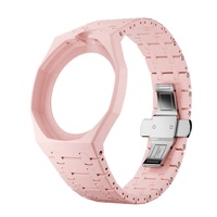 Reloj de Bolsillo Mecánico Multifunción con Caja de Biocerámica Azul, Correa Rosa, Estilo Juvenil, Fácil de Cambiar, Muy Popular