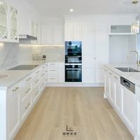 Mueble de Cocina Tipo Península con Barra de Desayuno, Unidad Base de 3 Cajones y Estante Abierto, Mueble de Cocina de Aleación de Aluminio