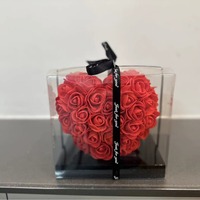 Kotak Hadiah Hati Mawar 15cm Kustomisasi, Bunga Buatan, Dekorasi Hadiah Hari Valentine, Bunga Busa Berbentuk Hati