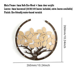 现代新设计树叶形留言簿婚礼留言簿带定制徽标亚克力木底座 Teda Craft Model <span class=keywords><strong>GBL</strong></span> - Product Image 5