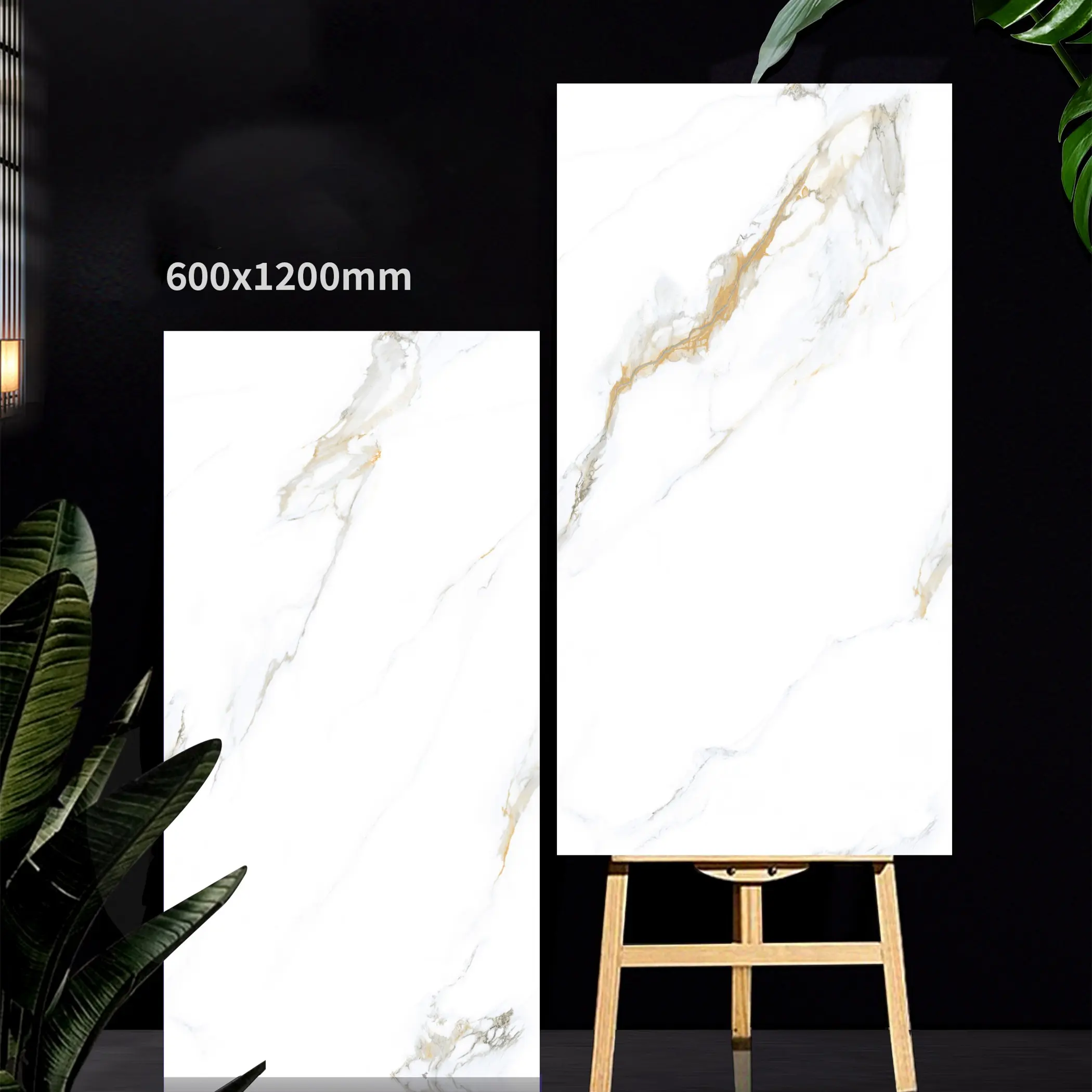 Diseño moderno 300x300 750x1500mm Tamaño grande Porcelana blanca brillante Azulejos de cerámica Piso de mármol de cuerpo completo Premium Pulido Esmaltado Me