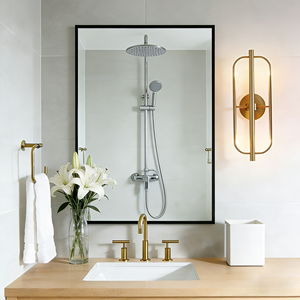 Espejo de Pared Cuadrado de Aleación de Aluminio con Ángulo Recto, Utilizado para la Decoración de Baños o Pasillos - Product Image 1