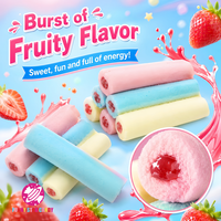 Groothandel Private Label Batterijvormige Fruitjam Gevulde Marshmallow Snoepjes Kleurrijke Pluizige Suikergoed