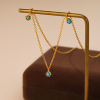 Mlluki Fashion Parures de bijoux en argent sterling 925 avec breloques turquoise, collier et boucles d'oreilles pendantes