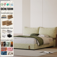Cadre de lit AIDI de luxe moderne en flanelle avec tête de lit rembourrée confortable et grande, fabriqué par le fabricant