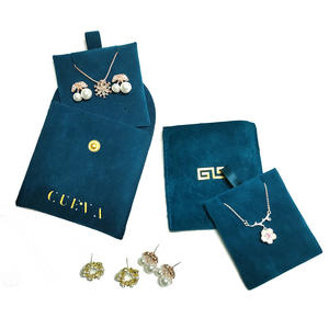 Jewellery Jewelry Pouch Custom Logo Flap Silk Velvet Suede Pack For With Insert Earring Necklace Display Card Jewellery Packaging Gift Bag Jewelry Pouch