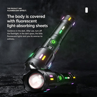 Lampe torche tactique LED LCD intelligente à lumière latérale RVB, rechargeable Type-C, en alliage d'aluminium, tête Lotus, anti-roulement, IP44