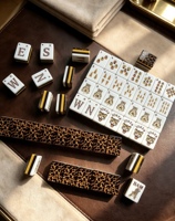 Ensemble de Mahjong Américain en Acrylique à Imprimé Léopard avec Logo Personnalisé, 4 Joueurs, 160 Tuiles, 31,5x23x16mm, Fournisseur OEM ODM, Divertissement