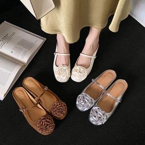 Sandales d'été antidérapantes à bout rond, style coréen, avec nœud et semelle épaisse, entièrement recouvertes de cuir, couleur unie - Product Image 4