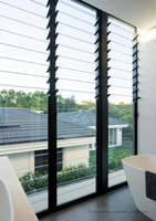 Fenêtre à persiennes horizontales en verre, design moderne, cadre en alliage d'aluminium, ouverture automatique ou manuelle, ventilation extérieure