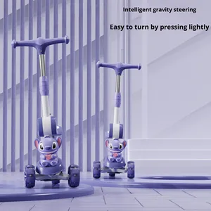 Bán buôn trẻ em mới của ba-trong-một ngoài trời Scooter Pu bánh xe có thể được cưỡi trượt gấp một nút Độ Tuổi Phạm vi 2-12 năm - Product Image 2