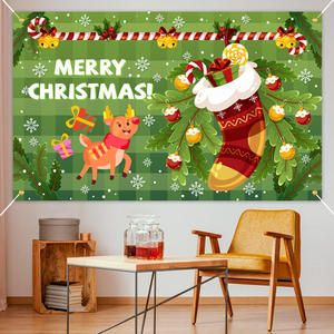 Bannière pliable en papier style rétro Père Noël avec impression numérique pour fêtes de Noël et anniversaires – Fournitures de fête joyeuses - Product Image 5