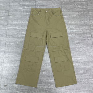 מכנסי טרנינג רחבים מבד ריפסטופ מכותנה בהתאמה אישית של גואנגג'ואו שאנגשאנג, מכנסי ריצה קז'ואל עם אבני חן, מכנסי טרנינג ניתקים, מכנסי קרגו טקטיים - Product Image 2