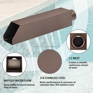 หัวน้ำพุสี่เหลี่ยม <span class=keywords><strong>PONDO</strong></span> ขนาด 2 นิ้ว, รางน้ำสแตนเลส 316 พร้อมแผ่นกั้นน้ำแบบพ่นสำหรับสระว่ายน้ำและบ่อ - Product Image 2