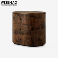 Meubles WISEMAX, meubles de chambre à coucher rétro, table de chevet en bois massif, table de chevet vintage à 3 tiroirs pour hôtel et maison