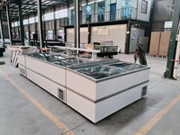 Congélateur commercial combiné en îlot pour supermarché, vitrine de présentation pour aliments surgelés, prix d'usine