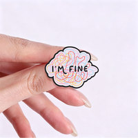 Épinglette en émail 'I Am Fine Tangled Line', badge décoratif en métal pour sac à dos, veste, sac, slogan sur la santé mentale, accessoire de mode, ornement