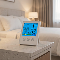 Termometer Higrometer Digital untuk Kamar Bayi dengan Tombol Sentuh, Lampu Malam Pintar, Jam, Monitor Suhu dan Kelembapan, Plastik, untuk Penggunaan di Rumah