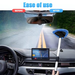 Herramienta de Limpieza de <span class=keywords><strong>Parabrisas</strong></span> con Mango Extensible, 4 Almohadillas de Microfibra Reutilizables para Vidrios de Automóviles, Uso <span class=keywords><strong>Interior</strong></span>/Exterior en el Hogar/Oficina - Product Image 4