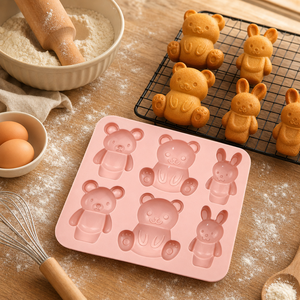 Stampo in Silicone per Torte, Stampo Orso e Coniglio, Stampo per Cioccolato, Decorazione Fondente, Resistente al Calore, Fai da Te - Product Image 2