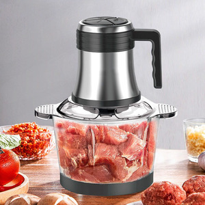Picadora de carne eléctrica de 3L, 110V, de acero inoxidable, procesador de alimentos multifuncional con picadora de ajo para uso en la cocina. - Product Image 1
