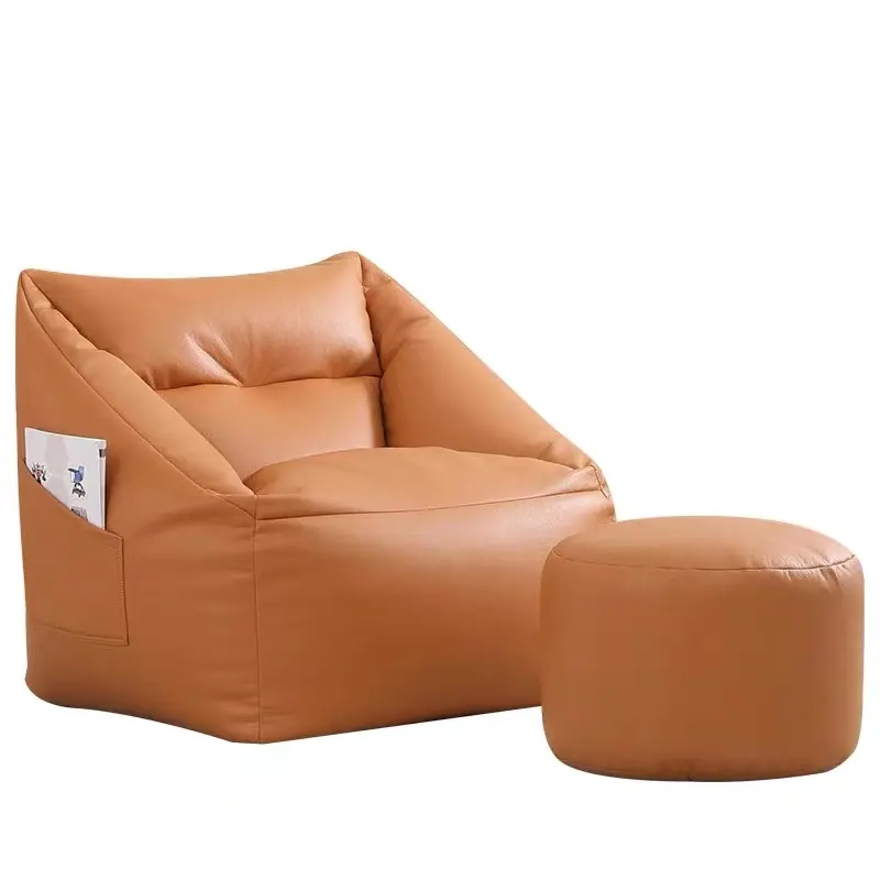 Sofá perezoso moderno de alta calidad, silla de salón a la moda, con bolsa de granos, otomana