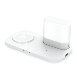 Estación <span class=keywords><strong>de</strong></span> carga inalámbrica 3 en 1 para <span class=keywords><strong>iPhone</strong></span> Desktop 15W Cargador rápido Lámpara <span class=keywords><strong>de</strong></span> noche cálida con pantalla Led - Product Image 2