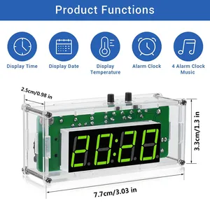 TJ-56-428 4-Digit Digital <b>DIY</b> Clock <b>Kits</b> with Acrylic Shell, <b>DIY</b> Alarm Clock Soldering Practice <b>Kit</b> for Learning Electronics - Product Image 3