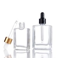 Botol Minyak Esensial Kaca Bening Persegi Panjang 15ml 30ml 50ml 100ml dengan Pipet, Sablon, Kemasan Karton, untuk Kosmetik, Logo Custom, Model