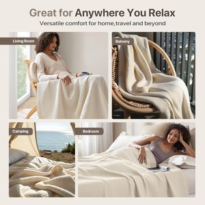 Manta de gofres de algodón <span class=keywords><strong>Madison</strong></span> Park Ivory 100% tamaño completo/Queen decoración versátil para el hogar para cama y sofá - Product Image 3