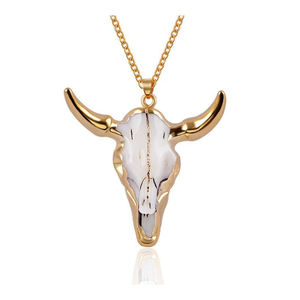 <span class=keywords><strong>Collana</strong></span> Vintage <span class=keywords><strong>con</strong></span> Ciondolo a Forma di Testa di Toro 45*47mm Placcato Oro, Pendente Teschio di Bovino, Charm Teschio di Bufalo <span class=keywords><strong>con</strong></span> <span class=keywords><strong>Corna</strong></span> - Product Image 1