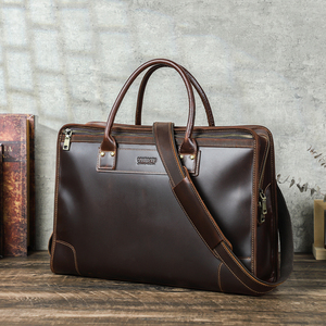 Maletín de Cuero Curtido al Aceite de <span class=keywords><strong>Grano</strong></span> Completo de Contact's, Bolso de Mano para Portátil de 14.2 Pulgadas para Hombre, Bolso de Oficina de Gran Capacidad con Múltiples Compartimentos - Product Image 1