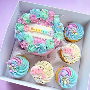 Giấy dùng một lần vuông và hình chữ nhật Cupcake và bánh hộp với nắp rõ ràng