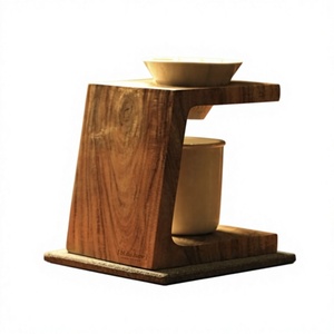 Support de filtre à café carré réutilisable en bois massif, minimaliste et écologique, avec une capacité de 350 ml pour la préparation manuelle du café - Product Image 2