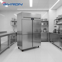 Congélateur vertical commercial en acier inoxydable, réfrigérateur vertical avec panneau de température numérique, refroidissement par air, équipement réglable