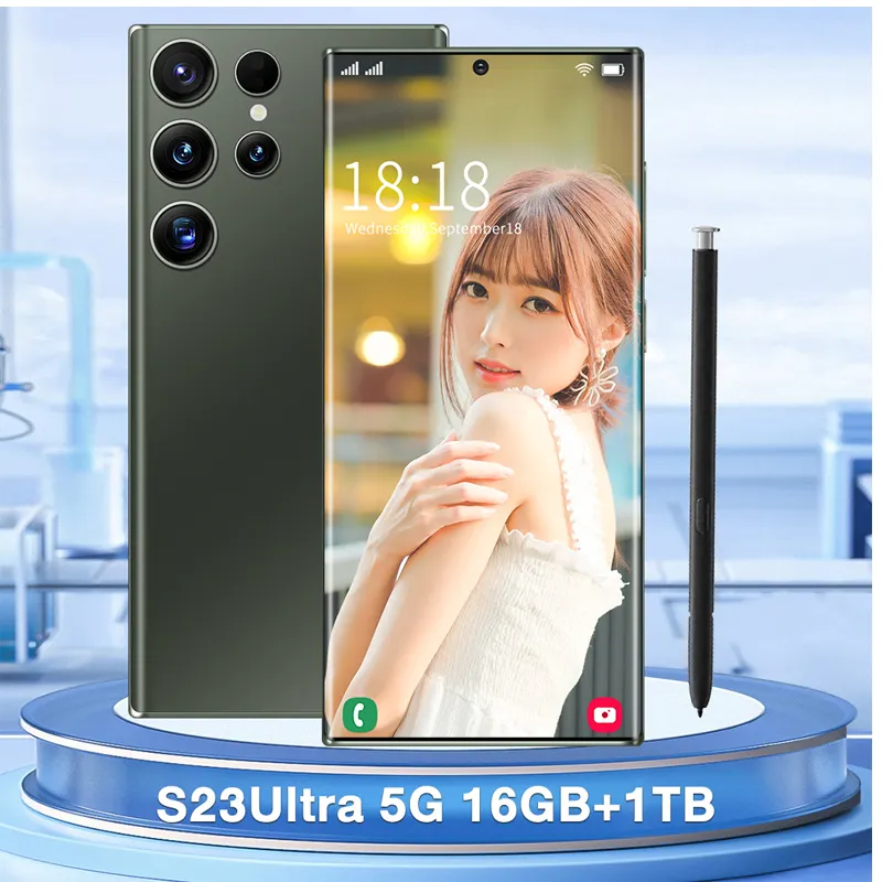 Ücretsiz kargo 2023 S23 Ultra 5g smartphone 7.3 inç HD tam ekran 6800mah 16GB + 1TB Android cep telefonları