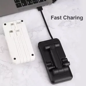 Portable Power Bank 10000mah With Phone Stand And Built- In Cables Adjustable Cell Phone Stand Mobile Holder With Power Bank