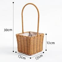 Panier en rotin imitation cylindrique rond en gros avec poignée, doublure imperméable, logo personnalisé, panier d'emballage pour bouquets de fleuristes