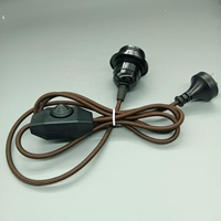 Cordon de lampe électrique tressé en tissu avec prise australienne E27, interrupteur variateur et anneau de suspension pour éclairage suspendu vintage DIY