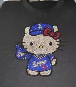 <span class=keywords><strong>Kitty</strong></span> Cat Hotfix Verre Strass Modèle Bonjour Chat Fer-sur Strass Transfert Conception Patchs - Product Image 5
