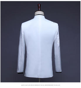 Trajes sólidos de dos piezas con cuello levantado para hombre con apliques para graduación, boda, ceremonia de premios, chaqueta azul, rojo y morado - Product Image 6