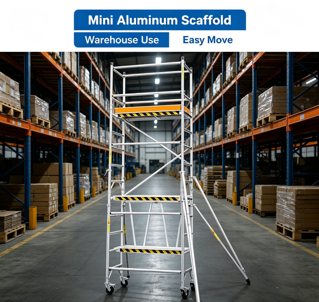 JNS Mini Small Aluminum Scaffold Wheels Guardrail Lightweight Single Person Industrial Design 300kg Load Capacity Scaffolding