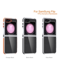 Coque de téléphone adaptée à Samsung Galaxy Z Flip7, nouvelle texture en fibre de carbone transparente, couverture intégrale et antichoc 7FE/6/5/4