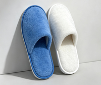 Chaussons jetables en polaire sherpa bleue, antidérapants, à bout fermé, vente en gros, logo personnalisé – Offre Spéciale