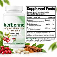 240 Capsules de Berbérine pour Adultes en Stock Important avec Cannelle de Ceylan et Chrome OEM 3000mg Suppléments Herbales Pures Capsules de Berbérine