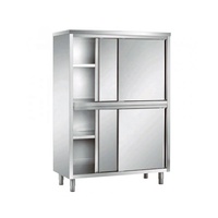 Armoire de buffet professionnelle en acier inoxydable durable, grande capacité, quatre portes, avec revêtement autonettoyant pour présentation et stockage