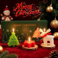 Coffret Cadeau de Bougies Aromatiques en Forme de Noël, Boîte Cadeau Décorative, Cire de Soja Mélangée Semi-Artisanale, Vente Transfrontalière