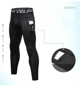 Pantalon de fitness pour hommes avec poches PRO, pantalon de compression élastique pour la course à pied, l'entraînement sportif, évacuant la transpiration et séchant rapidement - Product Image 2