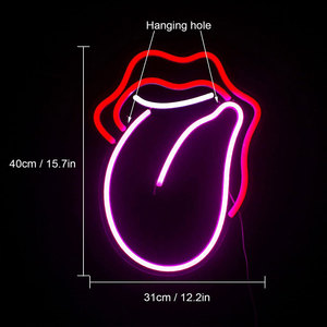 Letrero de Neón de Labios, Acrílico, Rojo Llama, Forma de Lengua Grande, Letreros de Neón para Decoración de Paredes, Luz de Neón Rojo-Rosa, Luz LED para Dormitorio - Product Image 6